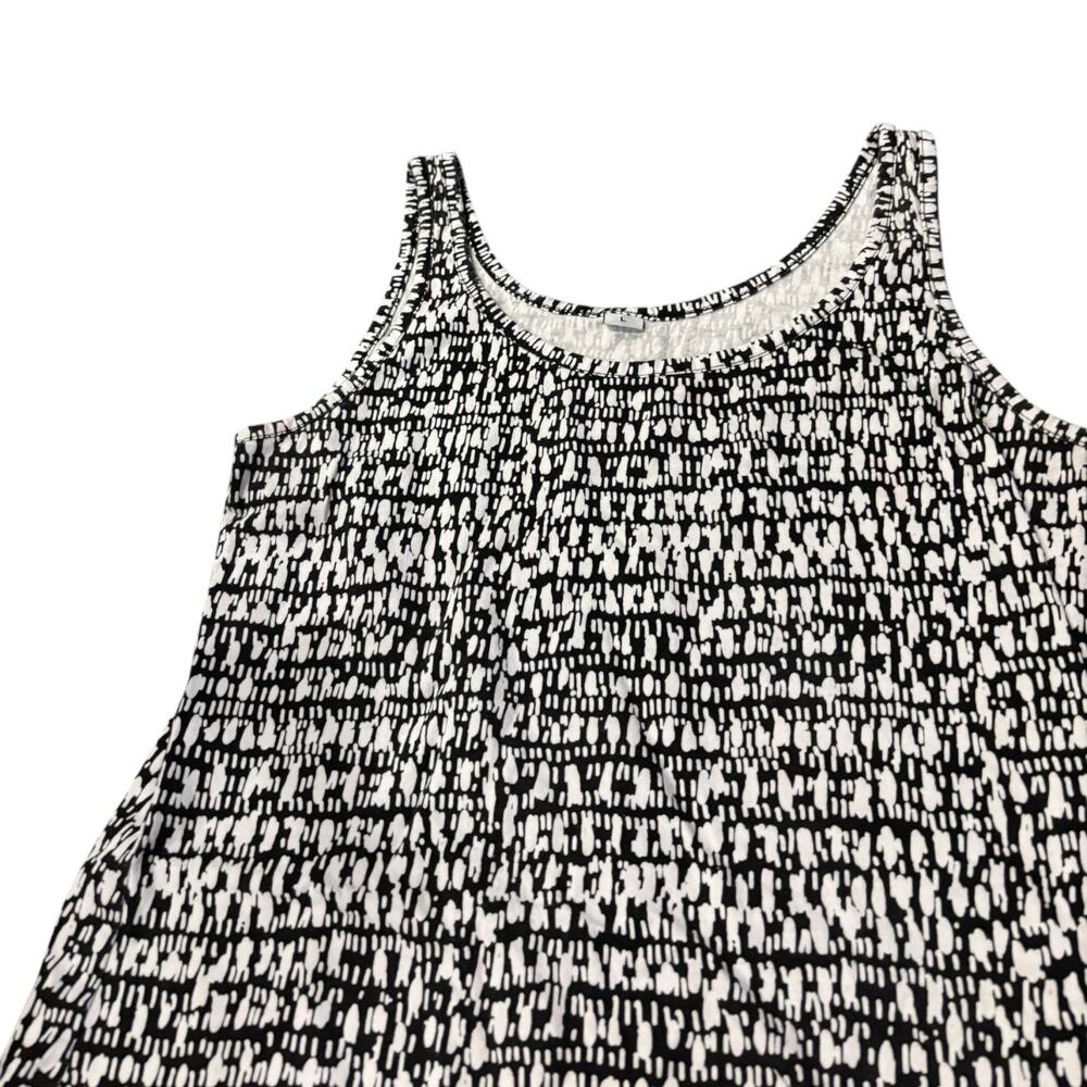 White & Black Abstract Pattern A-Line Dress Size L - Picture 2 of 4